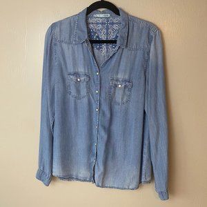 Maurices Chambray Button up collared top Sz XL